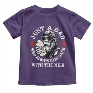 Just A Dad Who Always Came Back With The Milk Funny Bigfoot Father's Day Toddler T Shirt TS11 Purple Print Your Wear
