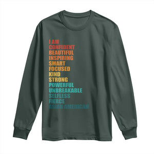 I Am Confident Beautiful Inspiring Asian American Long Sleeve Shirt AAPI Heritage Month TS11 Dark Forest Green Print Your Wear