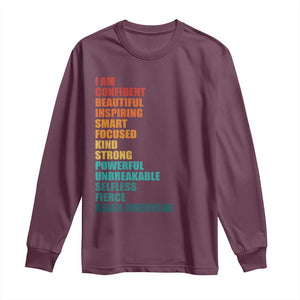 I Am Confident Beautiful Inspiring Asian American Long Sleeve Shirt AAPI Heritage Month TS11 Maroon Print Your Wear