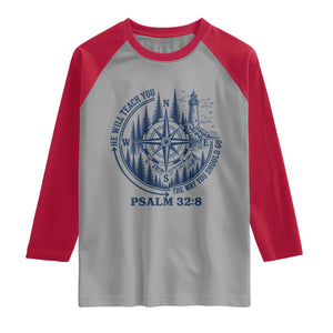 Christian Camping Raglan Shirt He Will Teach You The Way You Should Go TS11 Sport Gray Red Print Your Wear