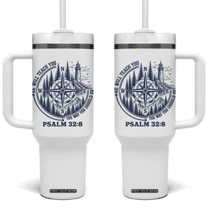 Christian Camping Tumbler With Handle He Will Teach You The Way You Should Go TS11 One Size: 40 oz White Print Your Wear