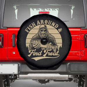 Fish Around And Find Trout Spare Tire Cover Bigfoot Fishing TS11 Black Print Your Wear