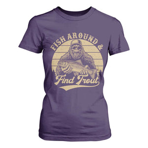 Fish Around And Find Trout T Shirt For Women Bigfoot Fishing TS11 Purple Print Your Wear