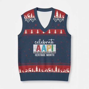 Celebrate AAPI Heritage Month V-Neck Knit Sweater Vest Asian American and Pacific Islander Countries TS11 Navy Red Print Your Wear