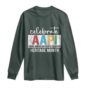 Celebrate AAPI Heritage Month Long Sleeve Shirt Asian American and Pacific Islander Countries TS11 Dark Forest Green Print Your Wear
