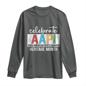 Celebrate AAPI Heritage Month Long Sleeve Shirt Asian American and Pacific Islander Countries TS11 Dark Heather Print Your Wear