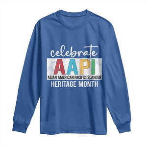 Celebrate AAPI Heritage Month Long Sleeve Shirt Asian American and Pacific Islander Countries TS11 Royal Blue Print Your Wear