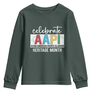 Celebrate AAPI Heritage Month Youth Sweatshirt Asian American and Pacific Islander Countries TS11 Dark Forest Green Print Your Wear