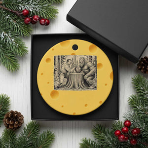 Theodore Roosevelt and Bigfoot Arm Wrestling Retro Ceramic Ornament TS11 1pc Yellow Cheese Print Your Wear