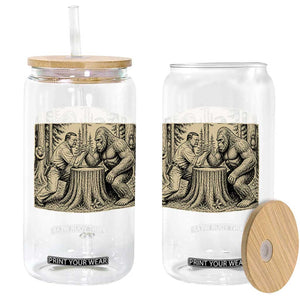 Theodore Roosevelt and Bigfoot Arm Wrestling Retro Glass Can TS11 Print Your Wear
