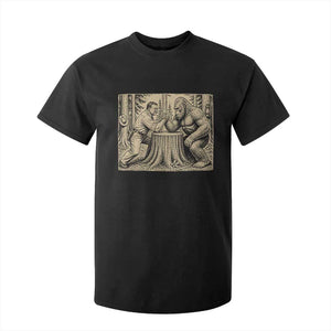 Theodore Roosevelt and Bigfoot Arm Wrestling Retro T Shirt For Kid TS11 Black Print Your Wear