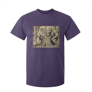 Theodore Roosevelt and Bigfoot Arm Wrestling Retro T Shirt For Kid TS11 Purple Print Your Wear