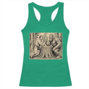 Theodore Roosevelt and Bigfoot Arm Wrestling Retro Racerback Tank Top TS11 Irish Green Print Your Wear