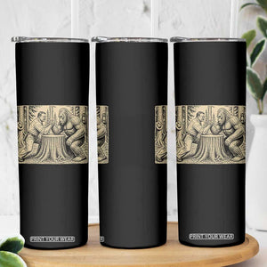 Theodore Roosevelt and Bigfoot Arm Wrestling Retro Skinny Tumbler TS11 Print Your Wear
