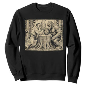Theodore Roosevelt and Bigfoot Arm Wrestling Retro Sweatshirt TS11 Black Print Your Wear