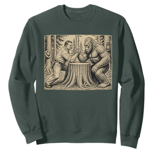 Theodore Roosevelt and Bigfoot Arm Wrestling Retro Sweatshirt TS11 Dark Forest Green Print Your Wear