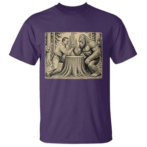 Theodore Roosevelt and Bigfoot Arm Wrestling Retro T Shirt TS11 Purple Print Your Wear