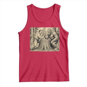 Theodore Roosevelt and Bigfoot Arm Wrestling Retro Tank Top TS11 Red Print Your Wear