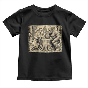 Theodore Roosevelt and Bigfoot Arm Wrestling Retro Toddler T Shirt TS11 Black Print Your Wear