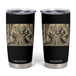 Theodore Roosevelt and Bigfoot Arm Wrestling Retro Tumbler Cup TS11 Black Print Your Wear