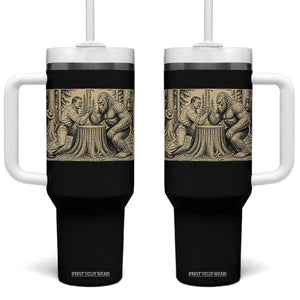Theodore Roosevelt and Bigfoot Arm Wrestling Retro Tumbler With Handle TS11 One Size: 40 oz Black Print Your Wear