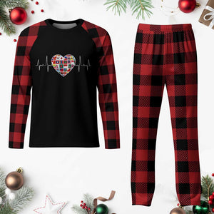 AAPI Heritage Month Heartbeat Heart Asian American and Pacific Islander Countries Flag Plaid Pajama Set TS11 Buffalo Plaid Print Your Wear