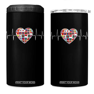 AAPI Heritage Month Heartbeat Heart Asian American and Pacific Islander Countries Flag 4 in 1 Can Cooler Tumbler TS11 One Size: 16 oz Black Print Your Wear