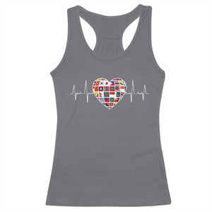 AAPI Heritage Month Heartbeat Heart Asian American and Pacific Islander Countries Flag Racerback Tank Top TS11 Charcoal Print Your Wear