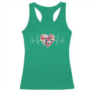 AAPI Heritage Month Heartbeat Heart Asian American and Pacific Islander Countries Flag Racerback Tank Top TS11 Irish Green Print Your Wear