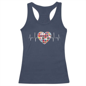 AAPI Heritage Month Heartbeat Heart Asian American and Pacific Islander Countries Flag Racerback Tank Top TS11 Navy Print Your Wear