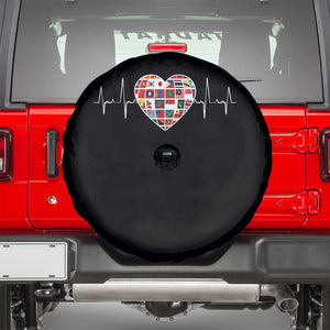AAPI Heritage Month Heartbeat Heart Asian American and Pacific Islander Countries Flag Spare Tire Cover TS11 Black Print Your Wear