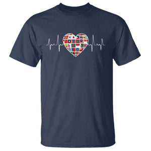 AAPI Heritage Month Heartbeat Heart Asian American and Pacific Islander Countries Flag T Shirt TS11 Navy Print Your Wear