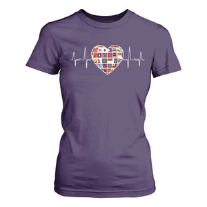 AAPI Heritage Month Heartbeat Heart Asian American and Pacific Islander Countries Flag T Shirt For Women TS11 Purple Print Your Wear