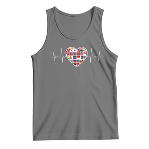 AAPI Heritage Month Heartbeat Heart Asian American and Pacific Islander Countries Flag Tank Top TS11 Black Heather Print Your Wear