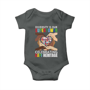AAPI Heritage Month Baby Onesie Diversity Is Our Superpower Asian American and Pacific Islander Countries TS11 Dark Heather Print Your Wear