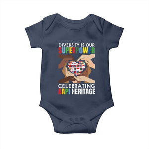 AAPI Heritage Month Baby Onesie Diversity Is Our Superpower Asian American and Pacific Islander Countries TS11 Navy Print Your Wear