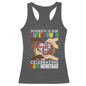 AAPI Heritage Month Racerback Tank Top Diversity Is Our Superpower Asian American and Pacific Islander Countries TS11 Dark Heather Print Your Wear
