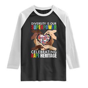 AAPI Heritage Month Raglan Shirt Diversity Is Our Superpower Asian American and Pacific Islander Countries TS11 Black White Print Your Wear