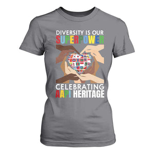 AAPI Heritage Month T Shirt For Women Diversity Is Our Superpower Asian American and Pacific Islander Countries TS11 Charcoal Print Your Wear