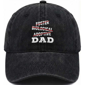 Funny Biological Adoptive Foster Dad Washed Cotton Baseball Cap Fathers Day TS11 Print Your Wear
