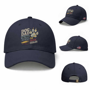 Funny Dog Dad The Man The Myth The Snack Dealer Baseball Cap Fur Dad Fathers Day TS11 Baseball Cap Universal Fit Navy Print Your Wear