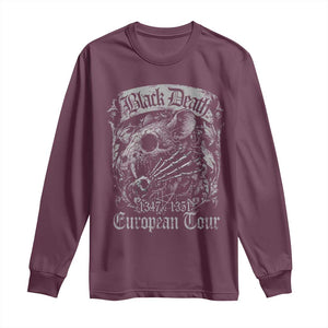 Black Death European Tour Long Sleeve Shirt Plague Rat Medieval History Gothic TS11 Maroon Print Your Wear