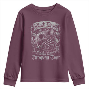 Black Death European Tour Youth Sweatshirt Plague Rat Medieval History Gothic TS11 Maroon Print Your Wear