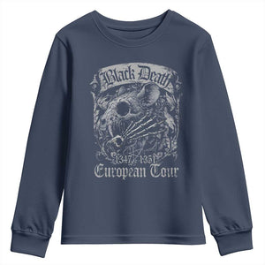 Black Death European Tour Youth Sweatshirt Plague Rat Medieval History Gothic TS11 Navy Print Your Wear
