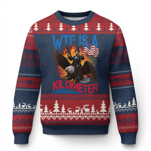 WTF Is A Kilometer Abraham Lincoln Ugly Christmas Sweater Funny USA Patriotic 4th of July