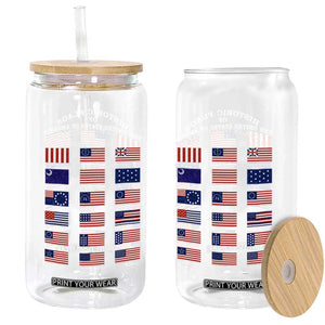 Historic Flags of The United States of America Glass Can US History 4th of July