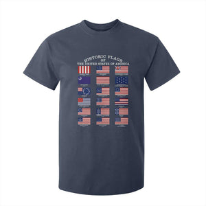Historic Flags of The United States of America T Shirt For Kid US History 4th of July