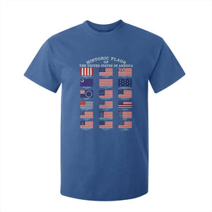 Historic Flags of The United States of America T Shirt For Kid US History 4th of July