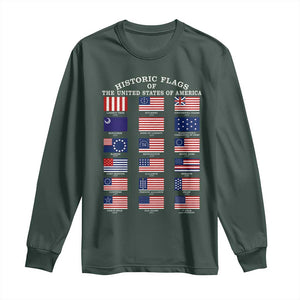 Historic Flags of The United States of America Long Sleeve Shirt US History 4th of July