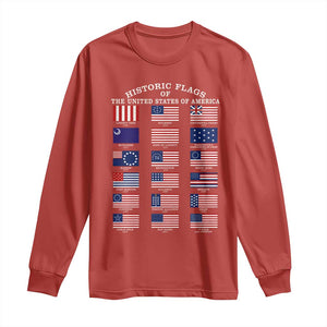 Historic Flags of The United States of America Long Sleeve Shirt US History 4th of July